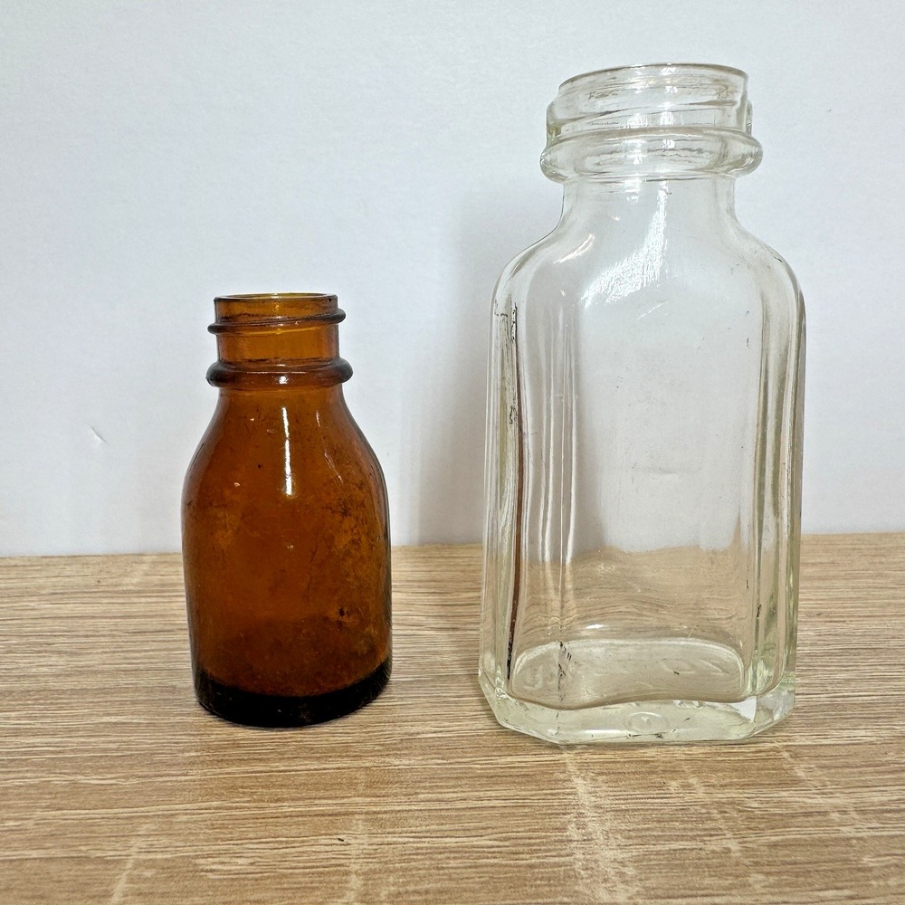 Vintage‎ Medicine Bottle Lot Amber Brown Clear Glass Apothecary Pharmacy Bottles